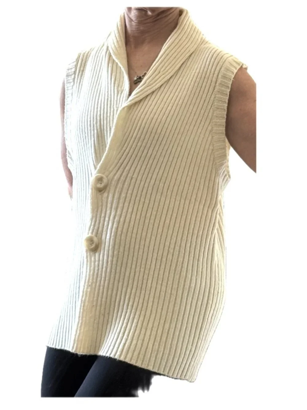 Cream Cardigan Sz M Wool Blend Isabella Bird Sleeveless Ivory Off white